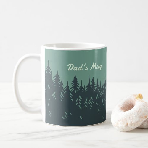 Pine Trees Mountains Retro Personalized Dad Coffee Mug