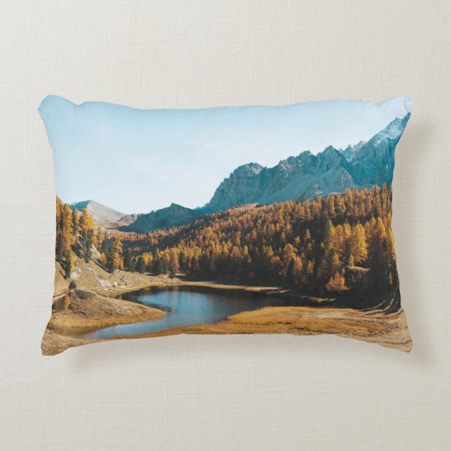 PINE TREES NEAR LAKE ACCENT PILLOW (Front)