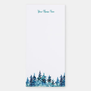 Pine Trees Outdoors Watercolor Magnetic Notepad