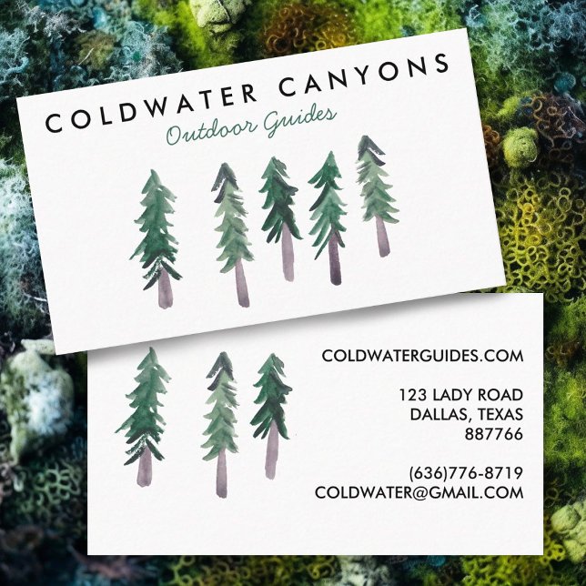 Pine Trees Outdoorsy Camp Hike Adventure Botanical Business Card (Creator Uploaded)