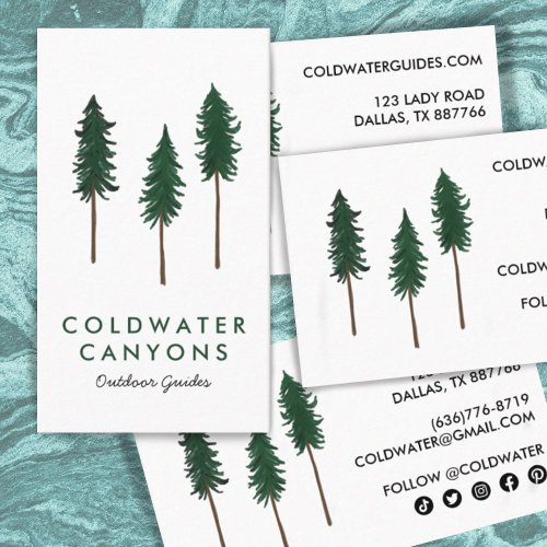 Pine Trees Outdoorsy Camp Hike Adventure Guides  Business Card