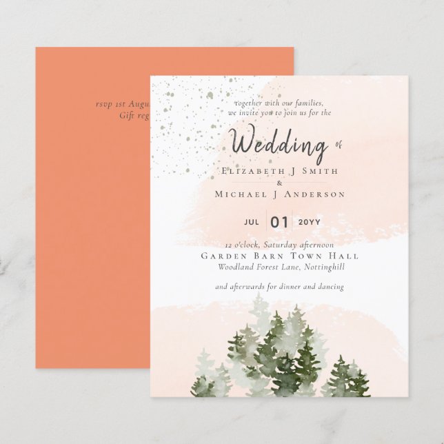 Pine Trees Peach Mountain Wedding (Front/Back)
