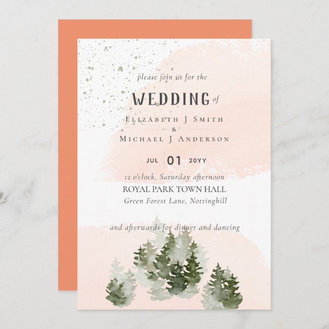 Pine Trees Peach Mountain Wedding (Front/Back)