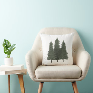 Pine Trees Rustic Woodland Home Decor Throw Pillow