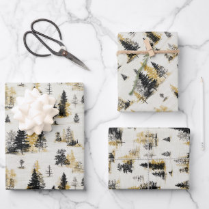 Pine trees scenery landscape wrapping paper sheets