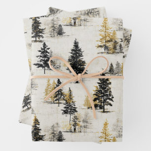 Pine trees scenery landscape wrapping paper sheets