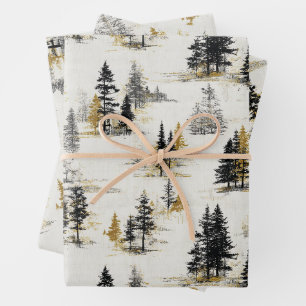 Pine trees scenery landscape wrapping paper sheets