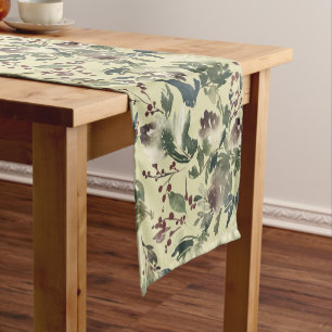 Pine Trees Snow Holly Table Runner