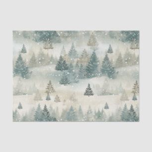 Pine Trees Snow Vintage Watercolor Christmas Tissue Paper