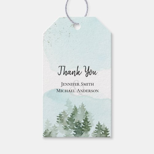 Pine Trees Teal and Sage Wedding Gift Tags
