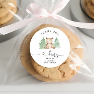 Pine trees Thank you beary much Classic Round Sticker