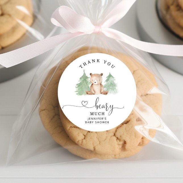 Pine trees Thank you beary much Classic Round Sticker (Creator Uploaded)