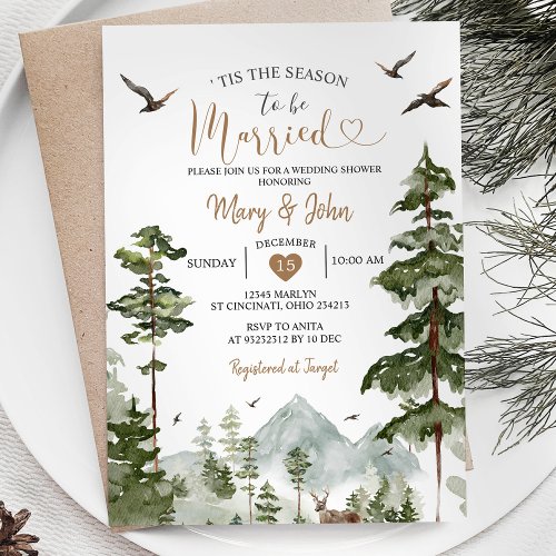 Pine Trees Tis the season to be married Wedding Invitation