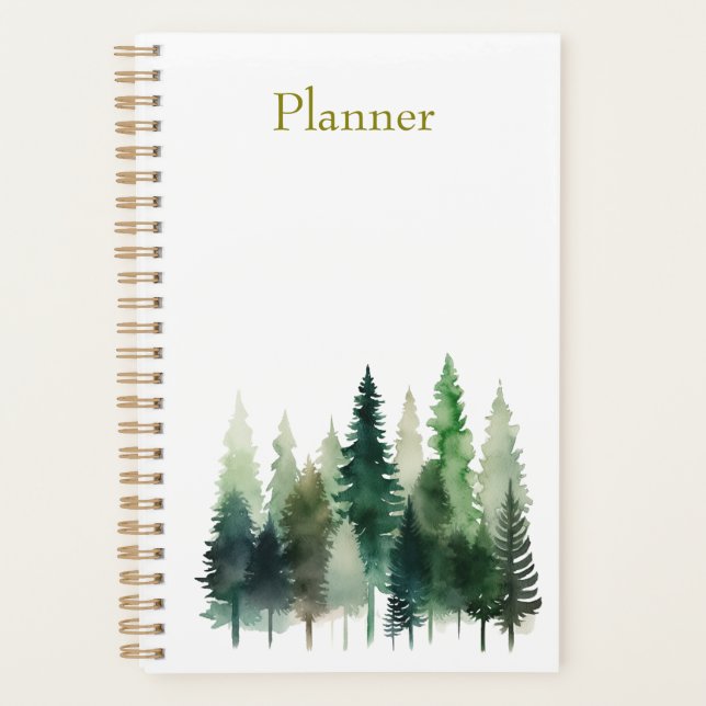 Pine Trees Watercolor Annual Planner  (Front)