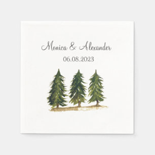 Pine Trees Watercolor Forest Wedding Party Napkins