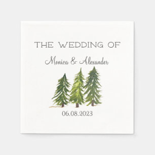 Pine Trees Watercolor Forest Wedding Party Napkins