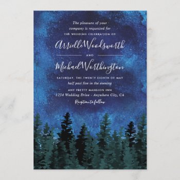 Pine Trees Watercolor Rustic Wedding Invitations by RusticWeddings at Zazzle