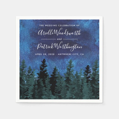 Pine Trees Watercolor Rustic Wedding Napkins