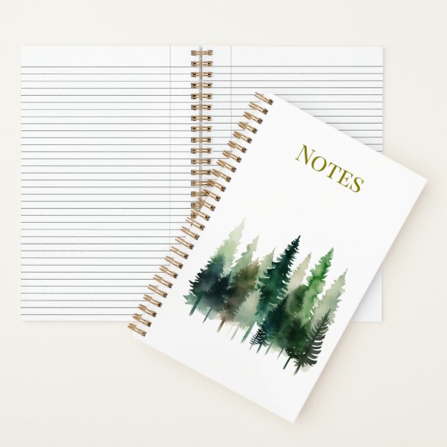 Pine Trees Watercolor Spiral Notebook  (Inside)