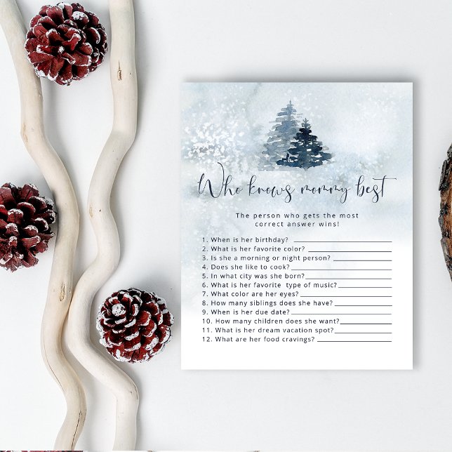 Pine trees who knows mommy best baby shower game (Creator Uploaded)