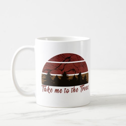 Pine trees wild forest mountain vintage sunset coffee mug