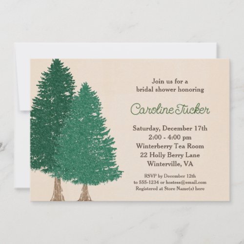 Pine Trees Winter Country Wedding Shower Invitation