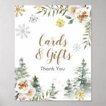 Pine Trees Winter Floral Cards & Gifts Sign