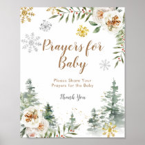 Pine Trees Winter Floral Prayers for the Baby Poster