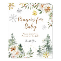 Pine Trees Winter Floral Prayers for the Baby Poster