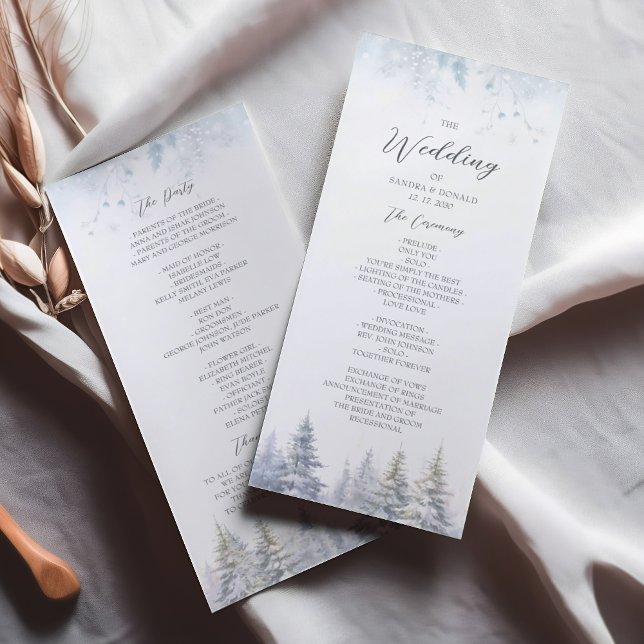 Pine Trees Winter Wedding Program (Creator Uploaded)