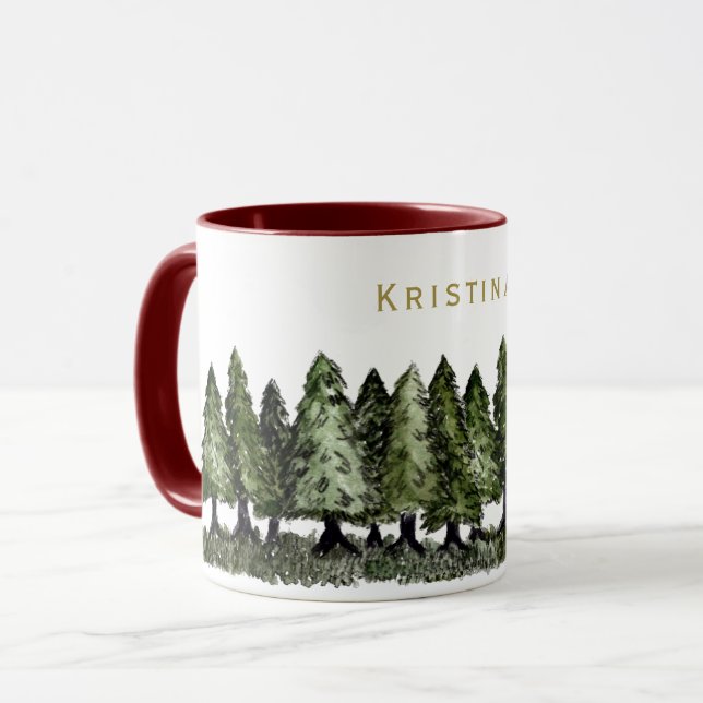 Pine Trees with Name Mug (Front Left)