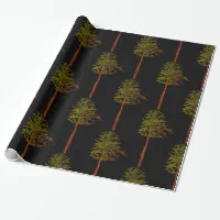 Kraft Winter Pine Green Watercolor Tree Wrapping Paper