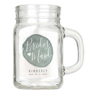 Pine Water Stain Custom Bridesmaid Mason Jar