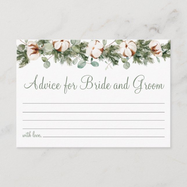 Pine Winter Bridal Shower Advice for Couple Card (Front)