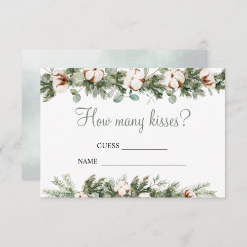 Pine Winter Bridal Shower How Many Kisses Card