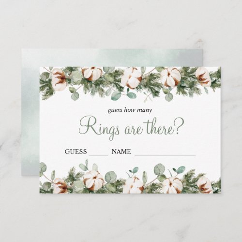 Pine Winter Bridal Shower How Many Rings Card