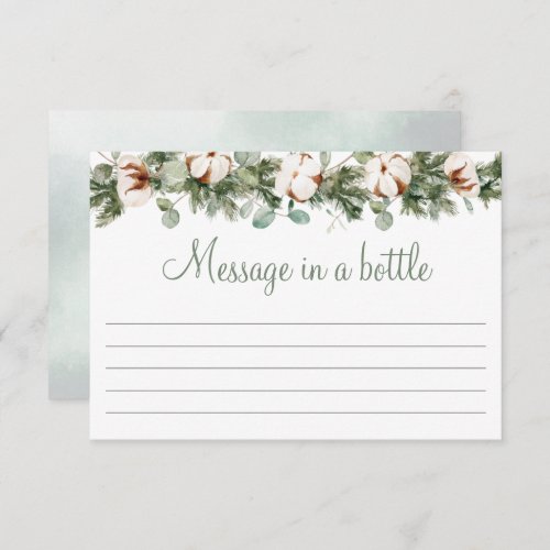 Pine Winter Bridal Shower Message in a bottle Card