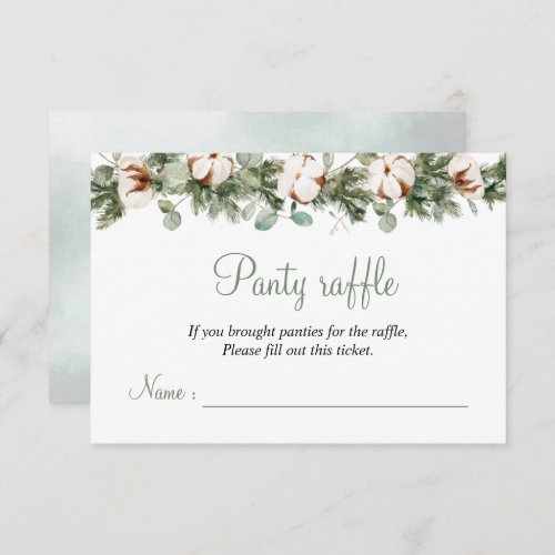 Pine Winter Bridal Shower Panty Raffle Card