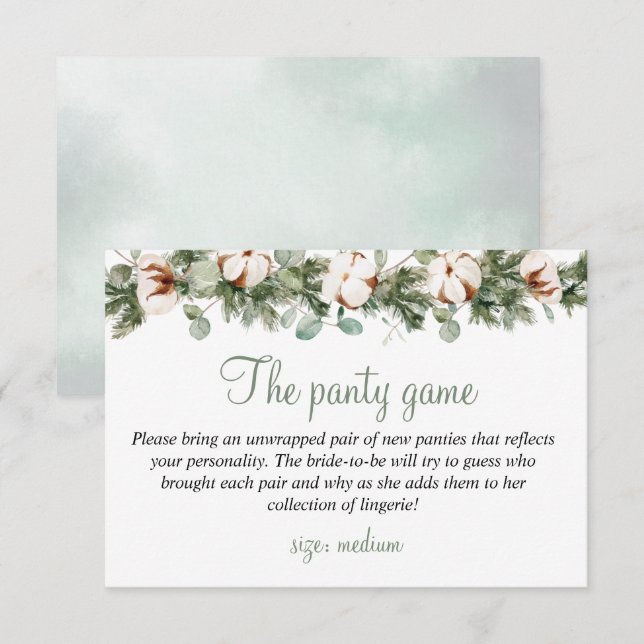Pine Winter Bridal Shower The panty game Card (Front/Back)