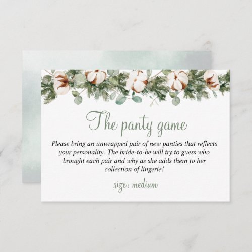 Pine Winter Bridal Shower The panty game Card