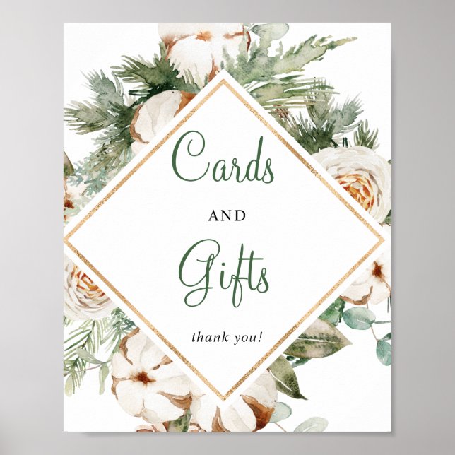 Pine Winter Cards and Gifts Bridal Shower Sign (Front)