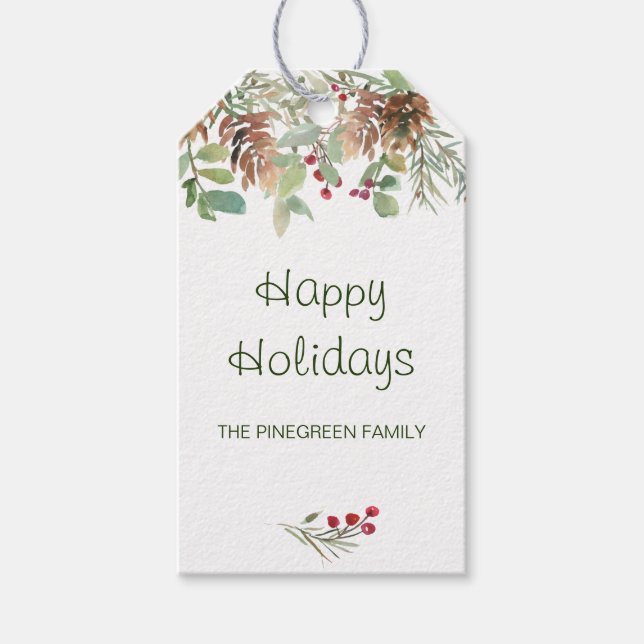 Pine Winter Christmas Holiday  Gift Tags (Front)