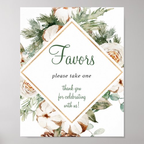 Pine Winter Favors Bridal Shower Sign