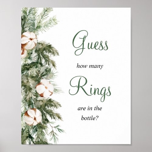 Pine Winter Guess How Many Ring Bridal Shower Sign