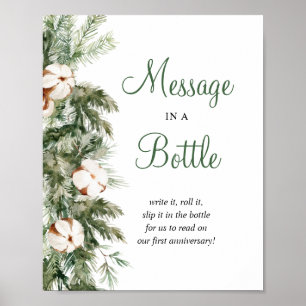Pine Winter Message In A Bottle Bridal Shower Sign