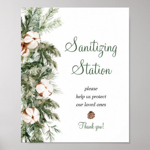 Pine Winter Sanitizing Station Bridal Shower Sign