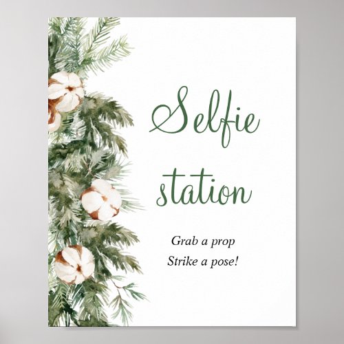Pine Winter Selfie Station Bridal Shower Sign
