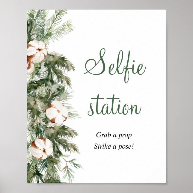 Pine Winter Selfie Station Bridal Shower Sign (Front)