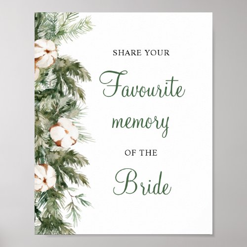 Pine Winter Share Your Memory Bridal Shower Sign