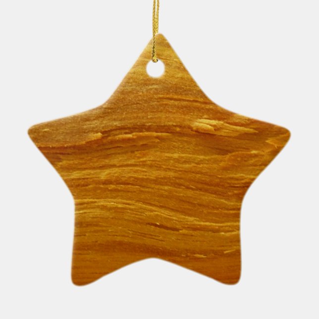 Pine Wood I Faux Wooden Texture Ceramic Ornament (Front)